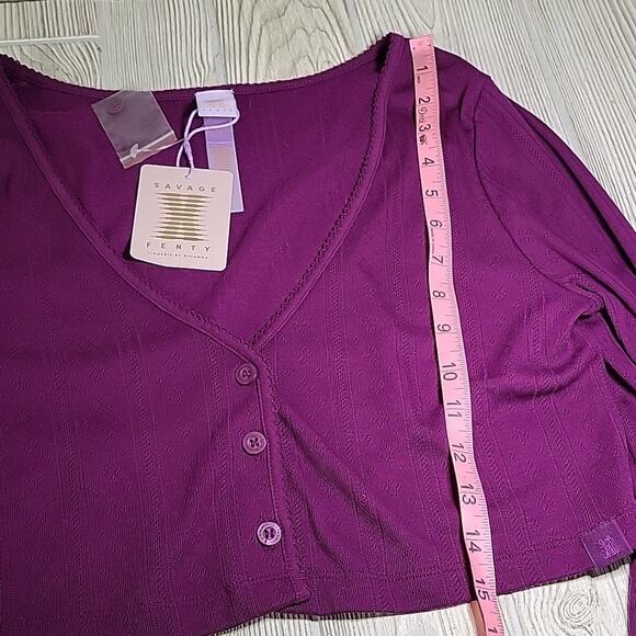 Savage X Fenty Cropped Long Sleeve Purple Cardigan Sweater Womens Size 12-14 NWT - Picture 8 of 10